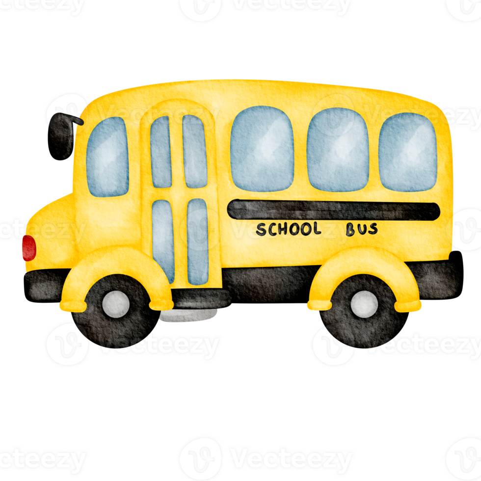 autobús escolar acuarela png