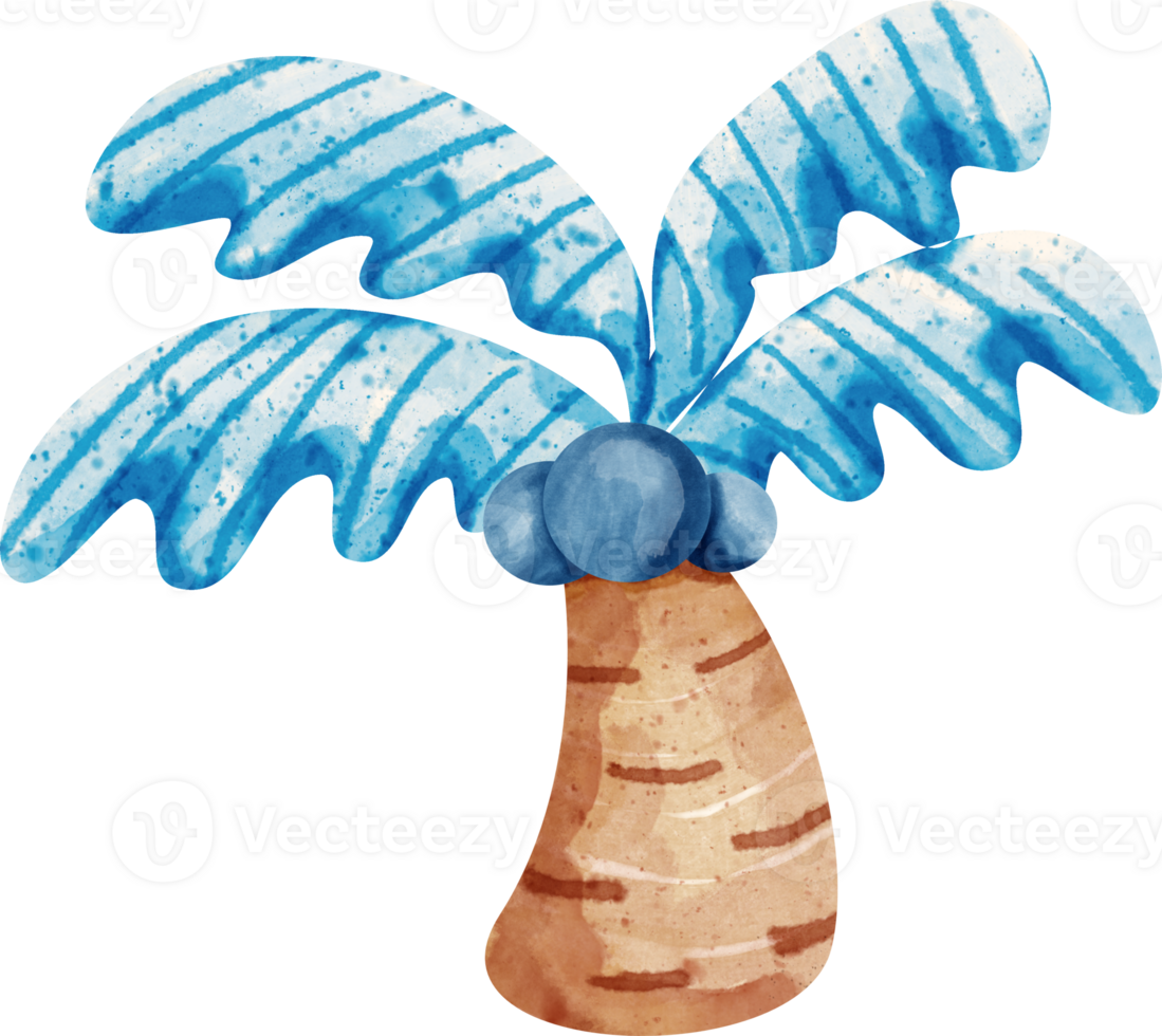 watercolor sea coconut tree png