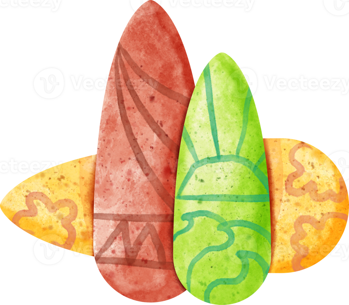 watercolor summer surfboard png