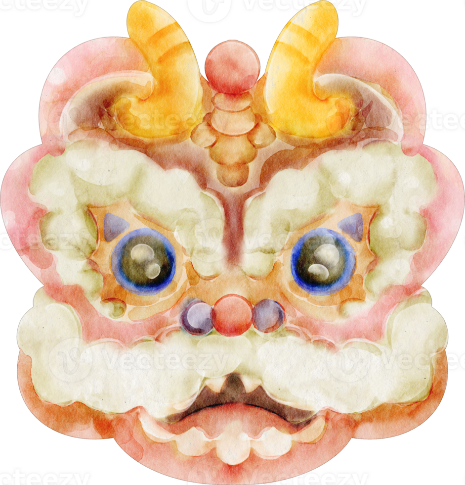 watercolor chinese lion dance png