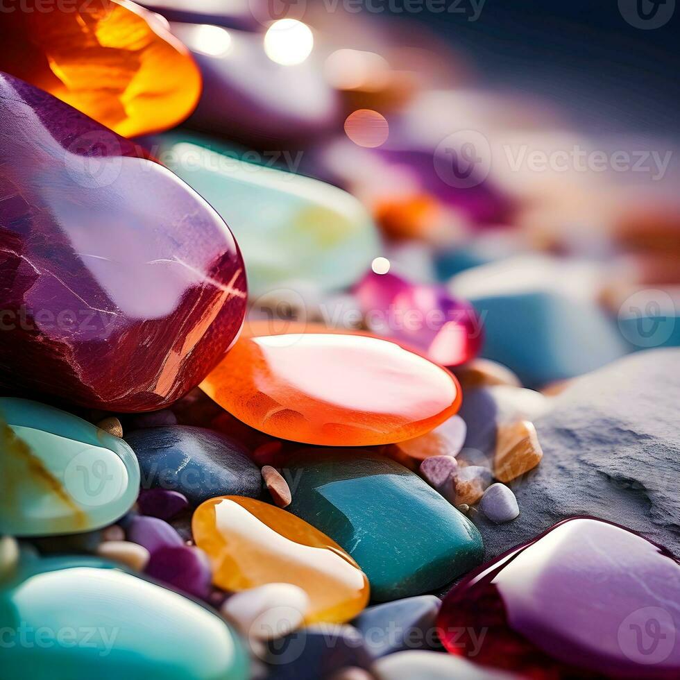 AI generated colorful very smooth natural stones, wallpaper, web design photo