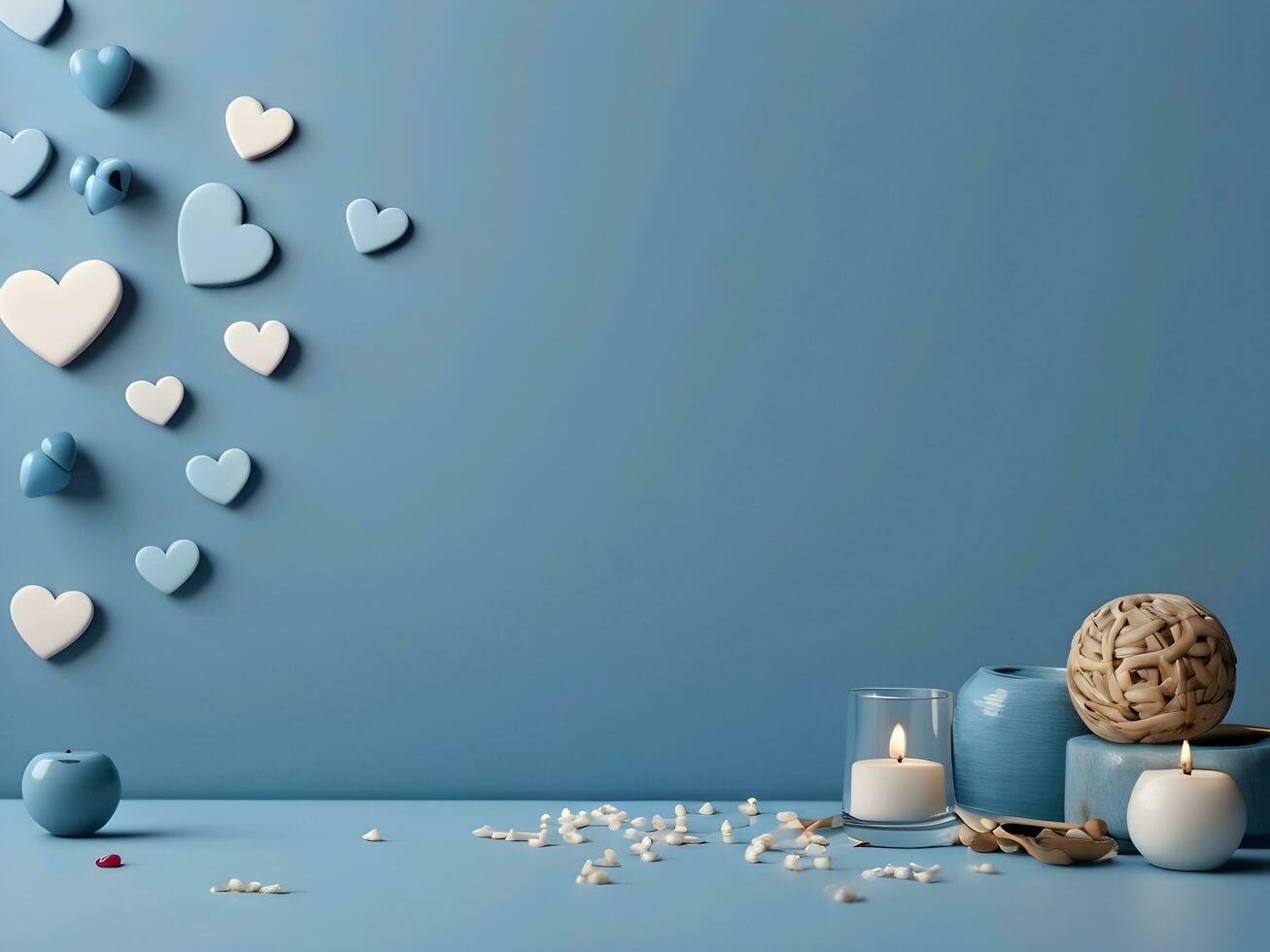 AI generated Minimalist Valentine's Day theme background with empty space photo