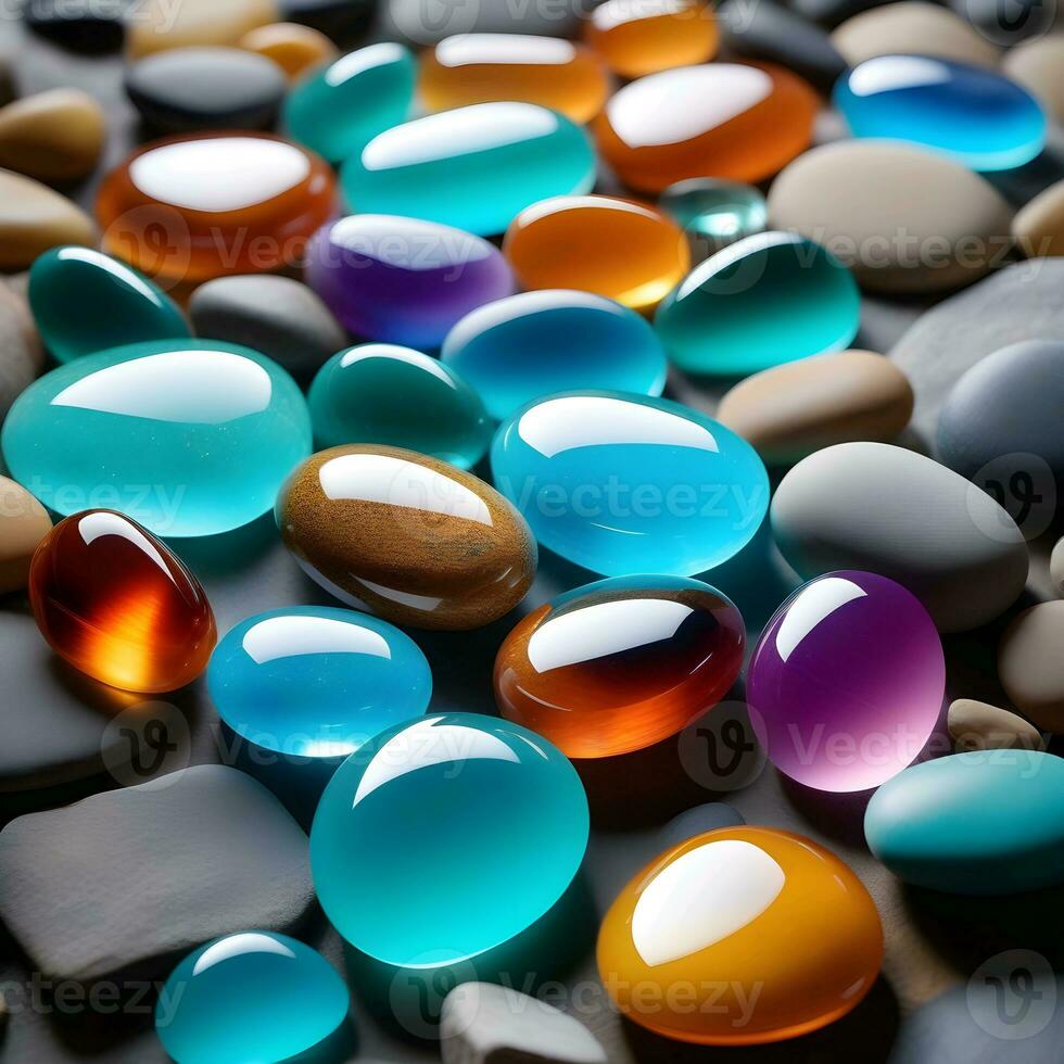 AI generated colorful very smooth natural stones, wallpaper, web design photo