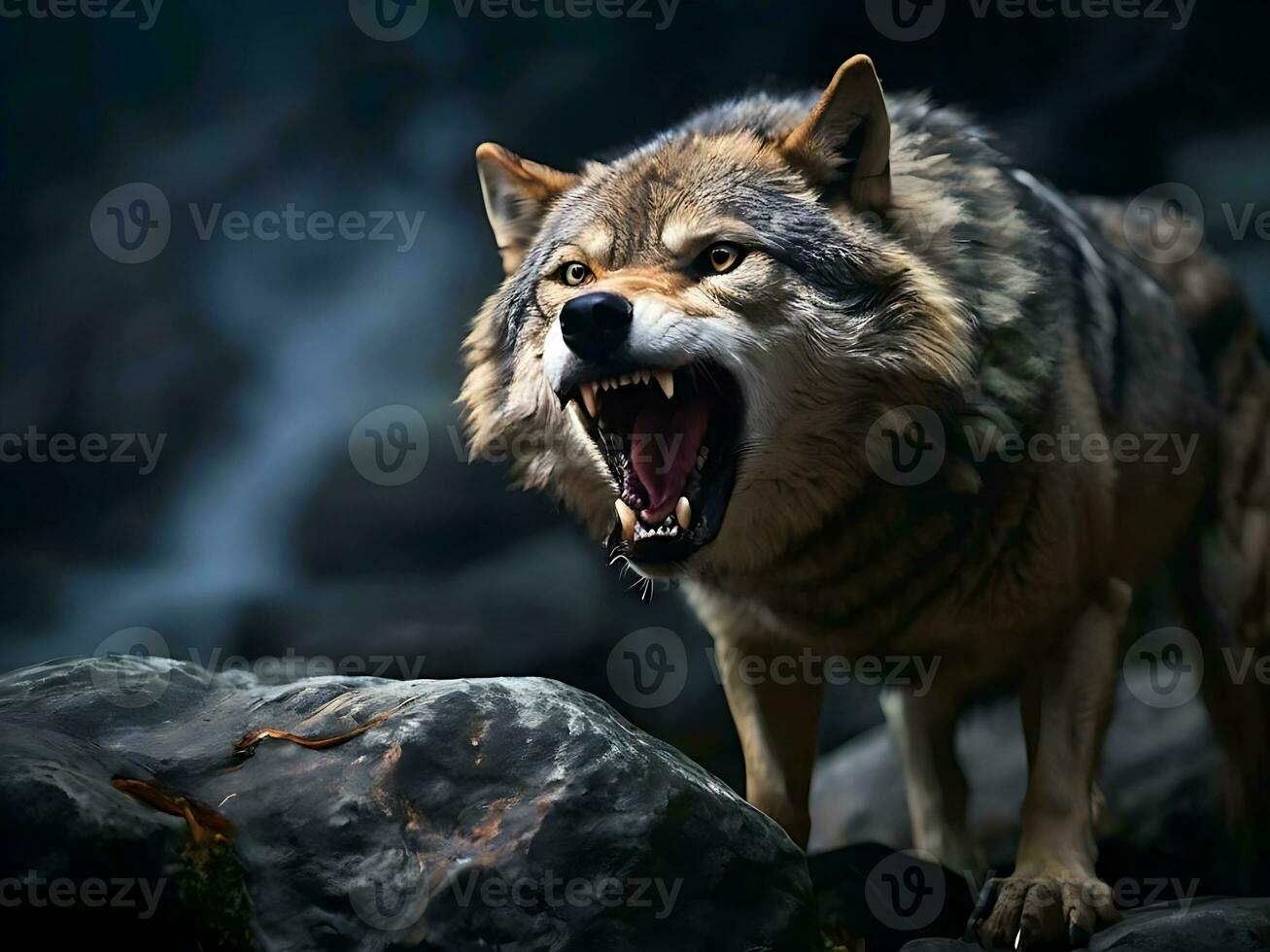 AI generated close up detail of wolf photo