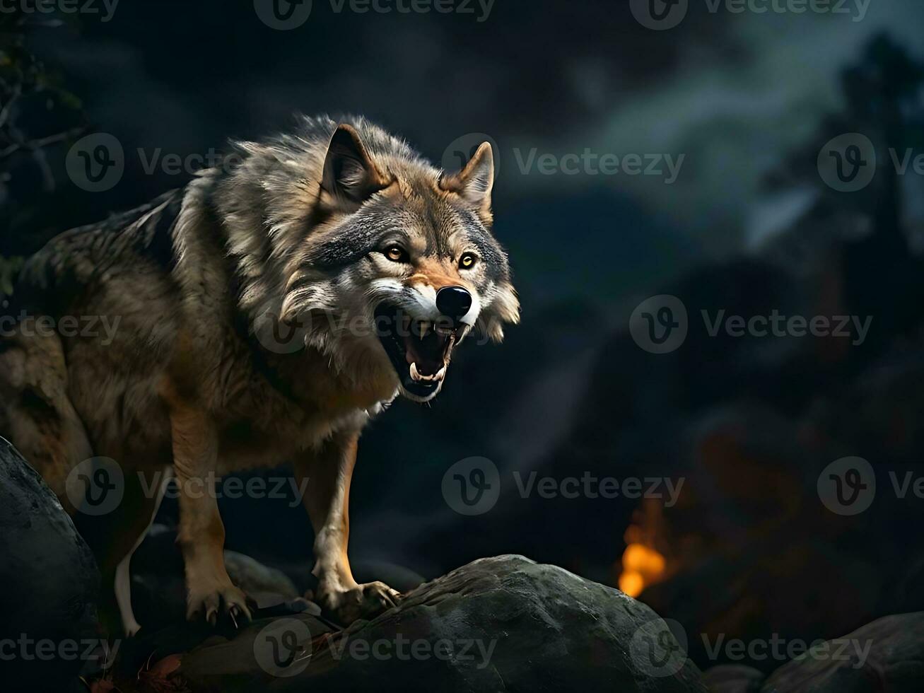 AI generated close up detail of wolf photo