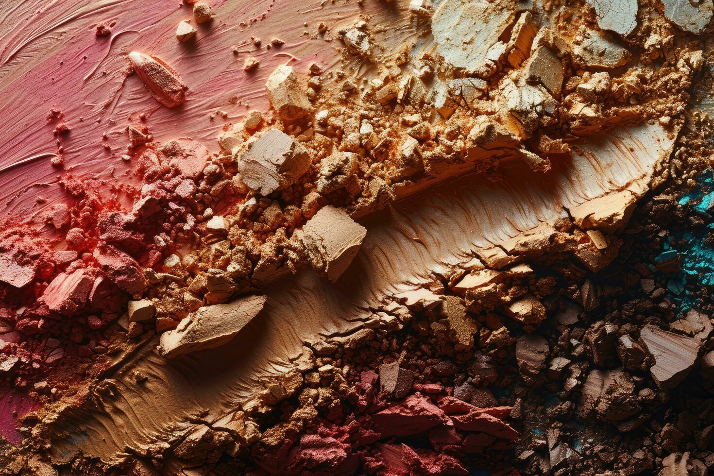 AI generated Crushed eyeshadow makeup set. The concept of fashion and beauty industry. AI generative photo