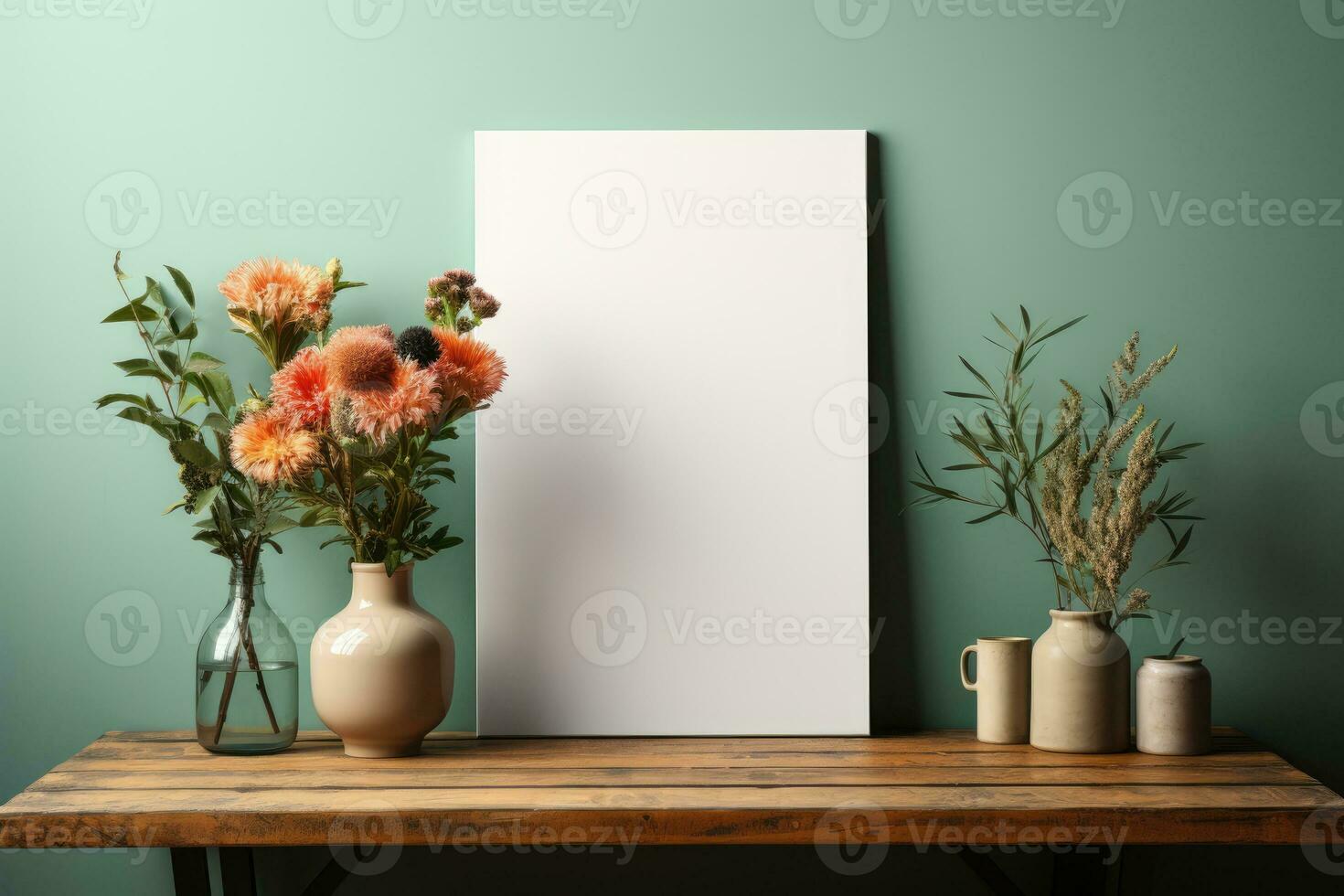 AI generated Mockup blank poster with vase. AI Generative photo