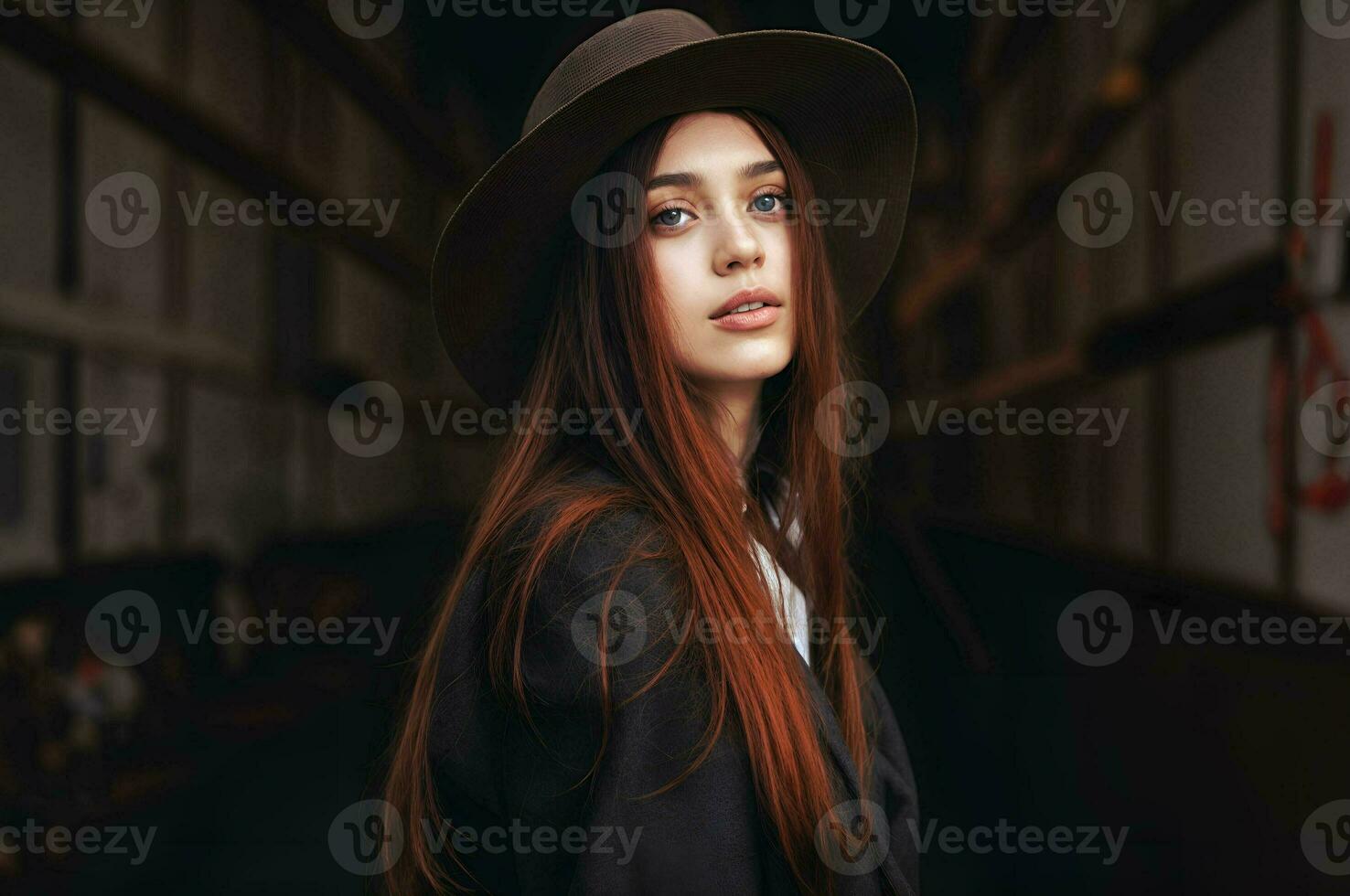 AI generated Red-Haired Woman Portrait photo