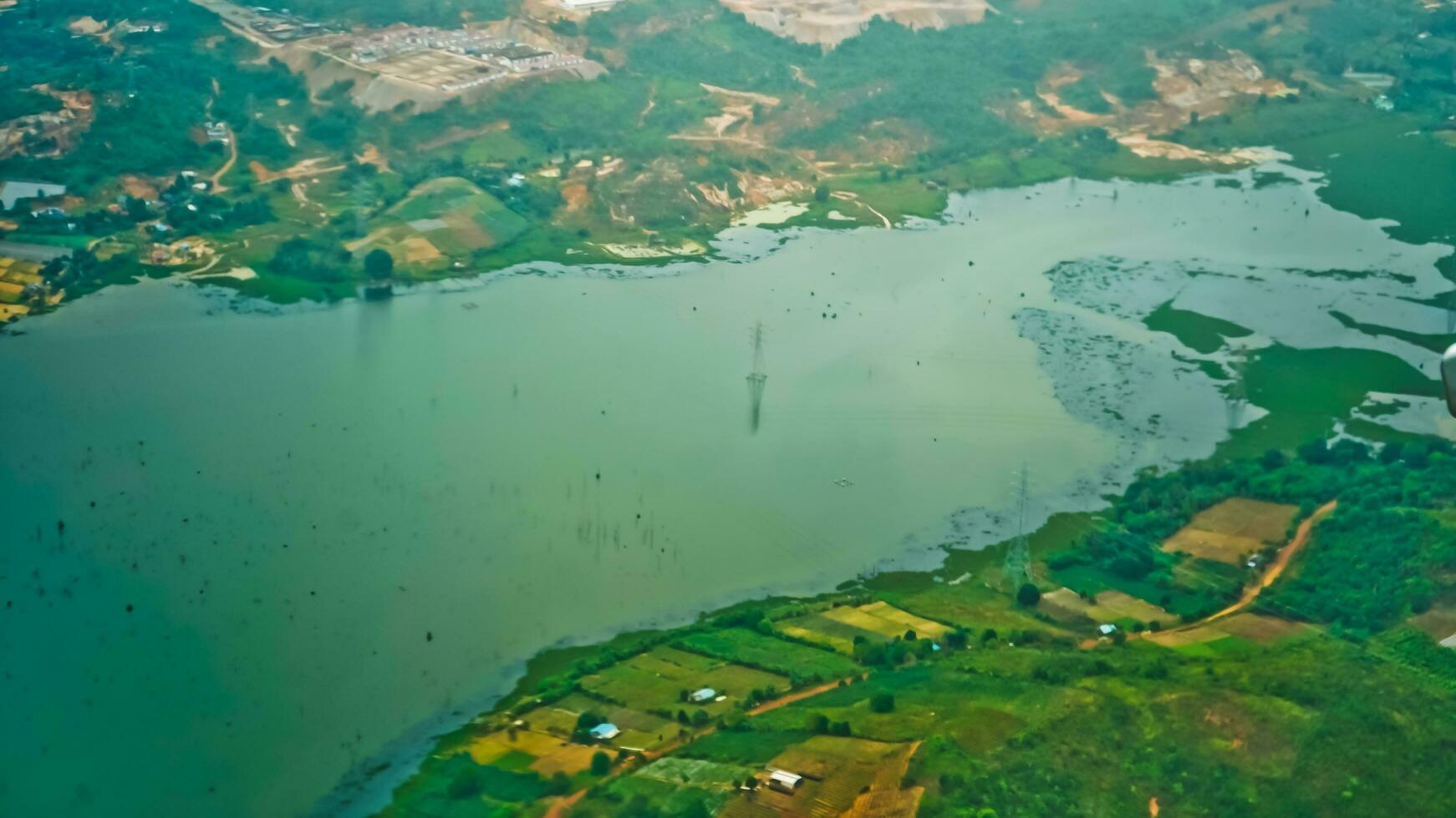 aéreo ver de el río en el riau islas foto