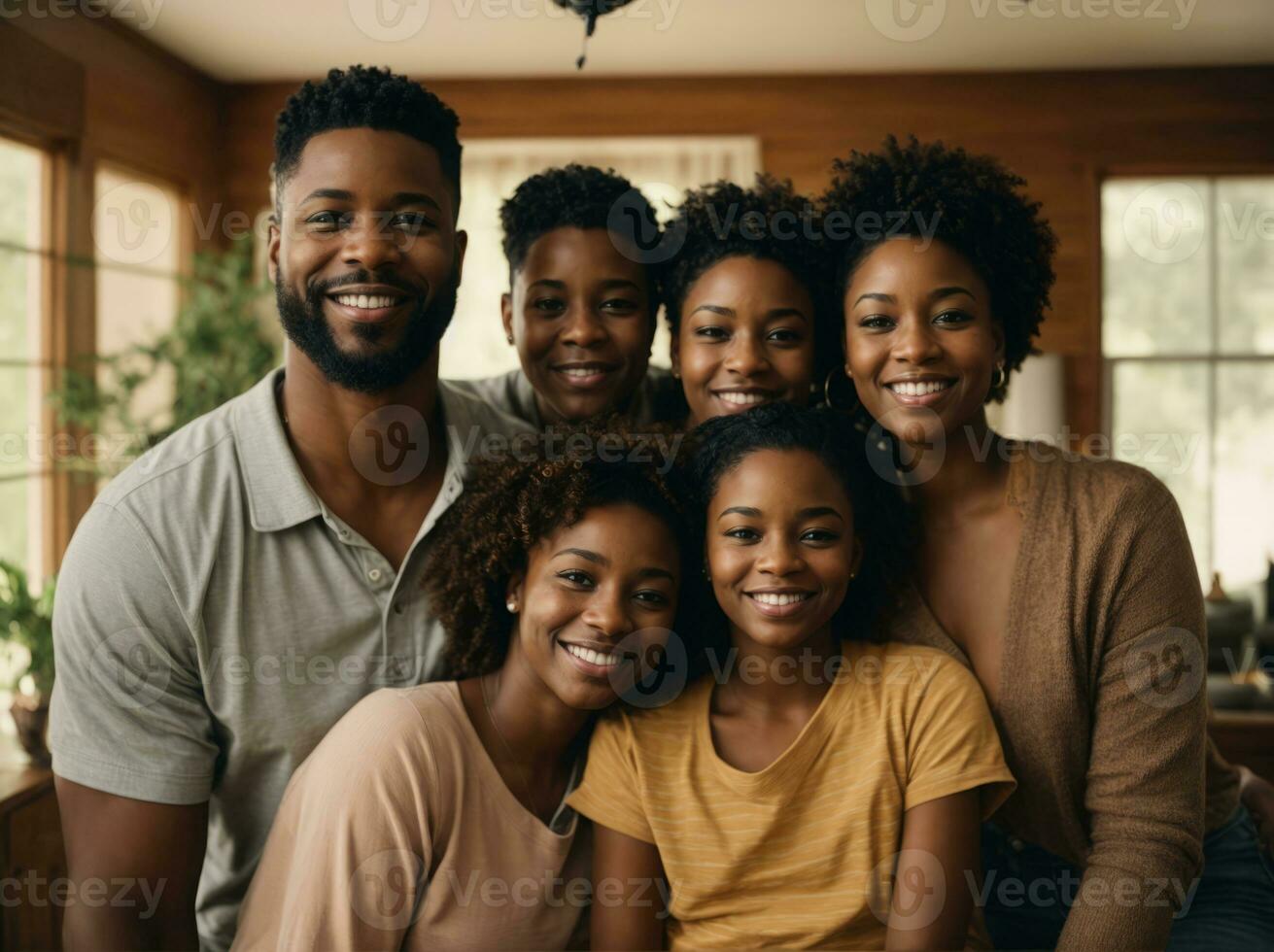 AI generated Family Bonds, Joyful Selfie Time for an African American Household photo