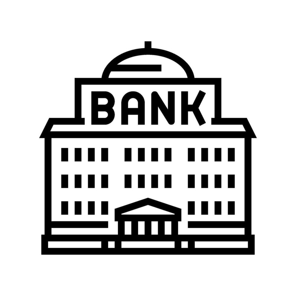 government bank building line icon vector illustration