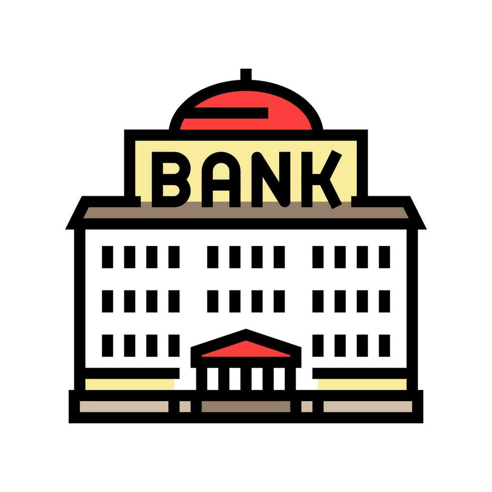 gobierno banco edificio color icono vector ilustración