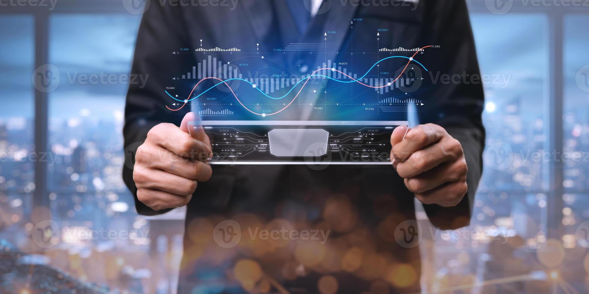 Analyst uses dashboard for data business analysis, Data Management System with KPI and metrics connected to the database for technology finance, operations, marketing online, sales photo