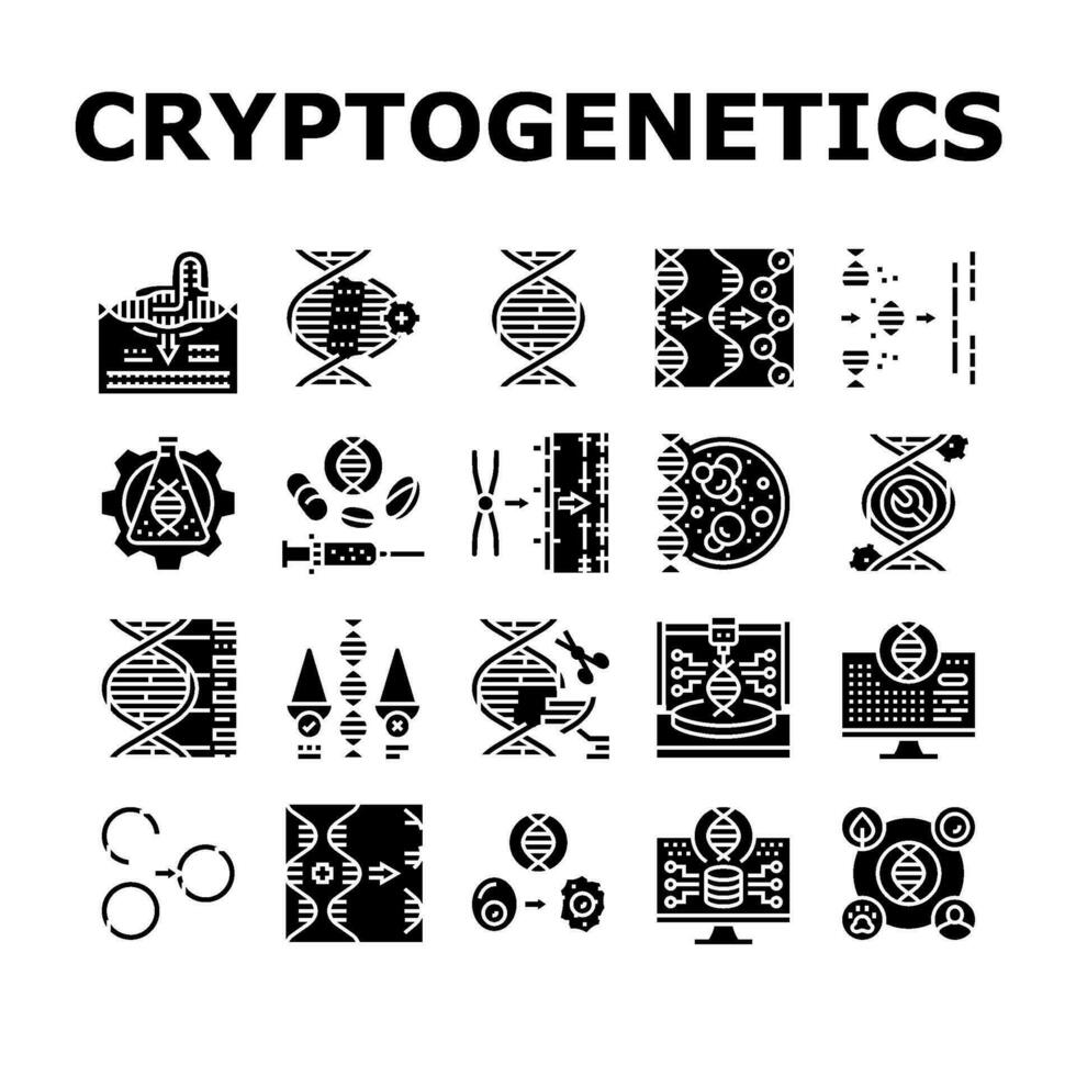 criptogenética adn gene hélice íconos conjunto vector