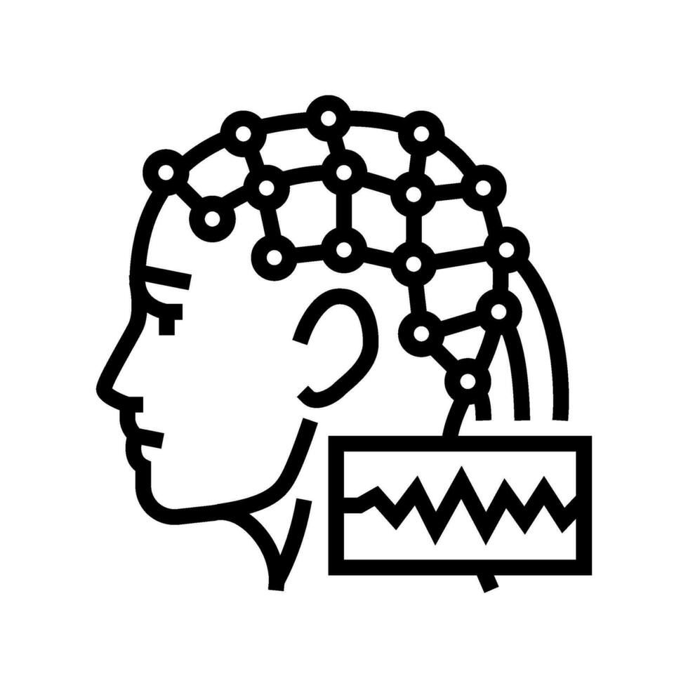 eeg monitoring neuroscience neurology line icon vector illustration