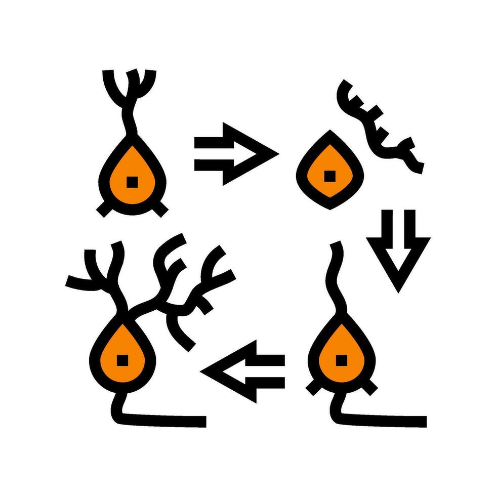 neurogénesis neurociencia neurología color icono vector ilustración