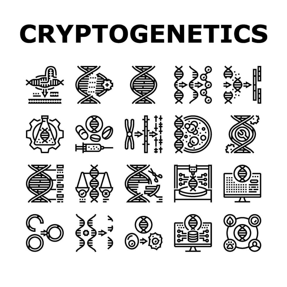 cryptogenetics dna gene helix icons set vector