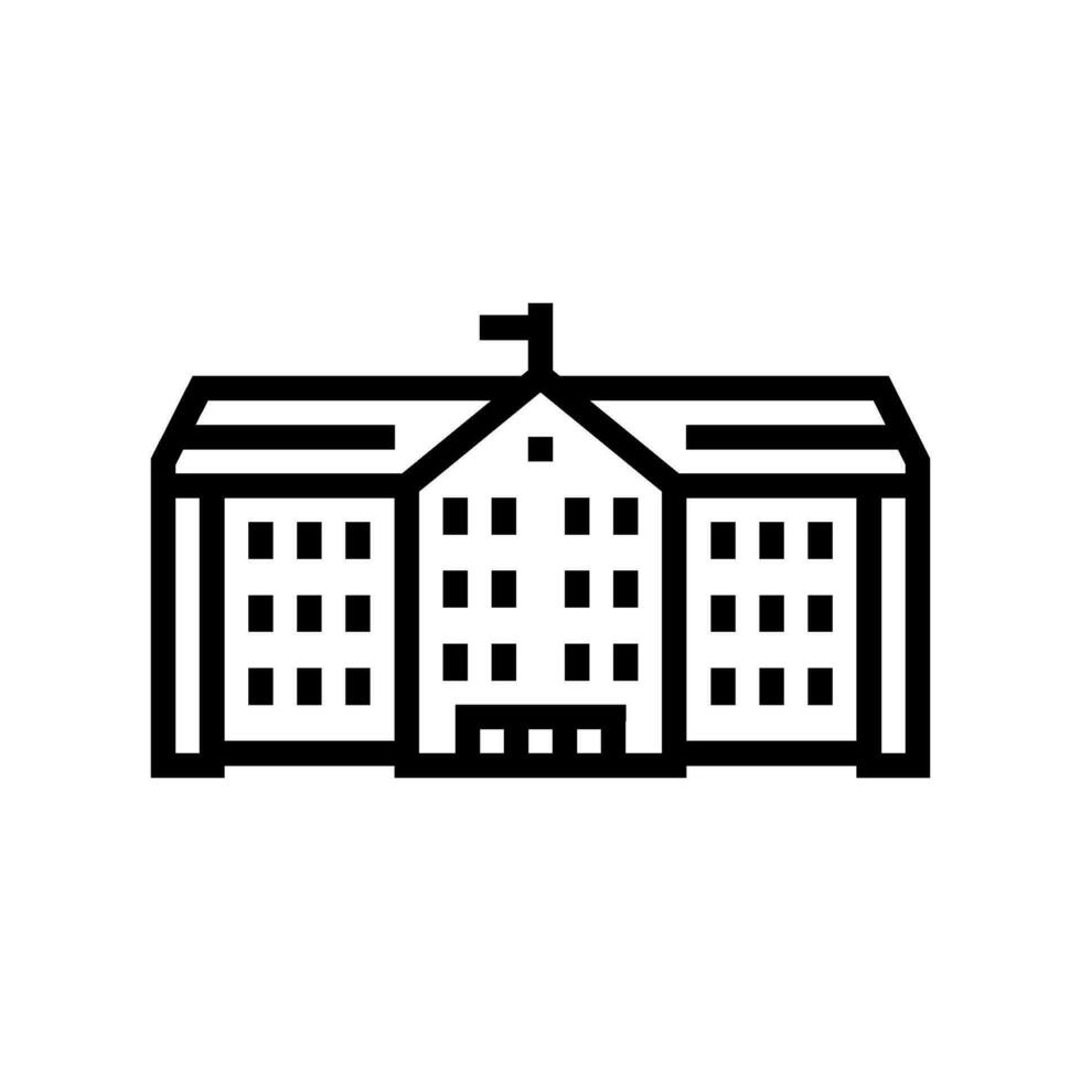 public school building line icon vector illustration