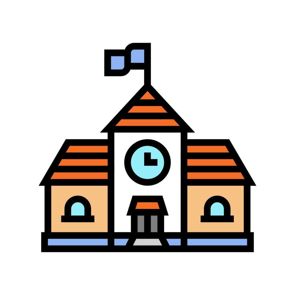 exterior school building color icon vector illustration