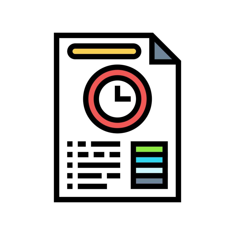 audit time management color icon vector illustration