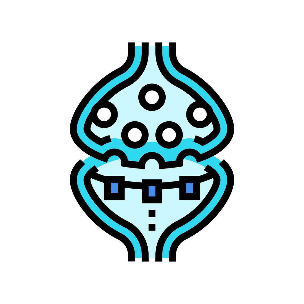 synaptic transmission neuroscience neurology color icon vector illustration