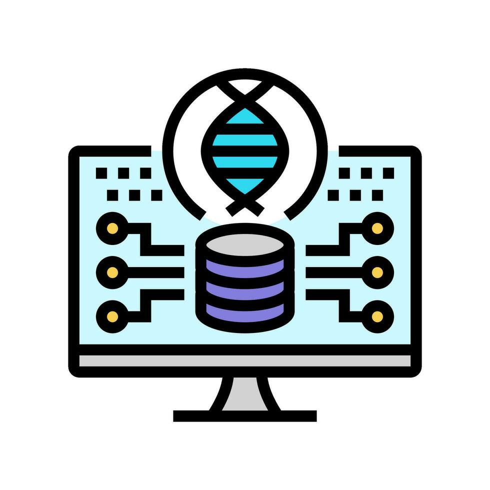 genomic data analysis cryptogenetics color icon vector illustration