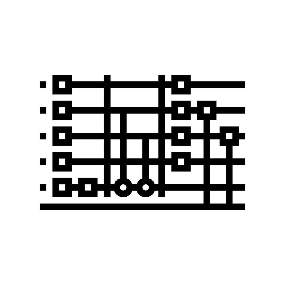 circuito cuántico tecnología línea icono vector ilustración