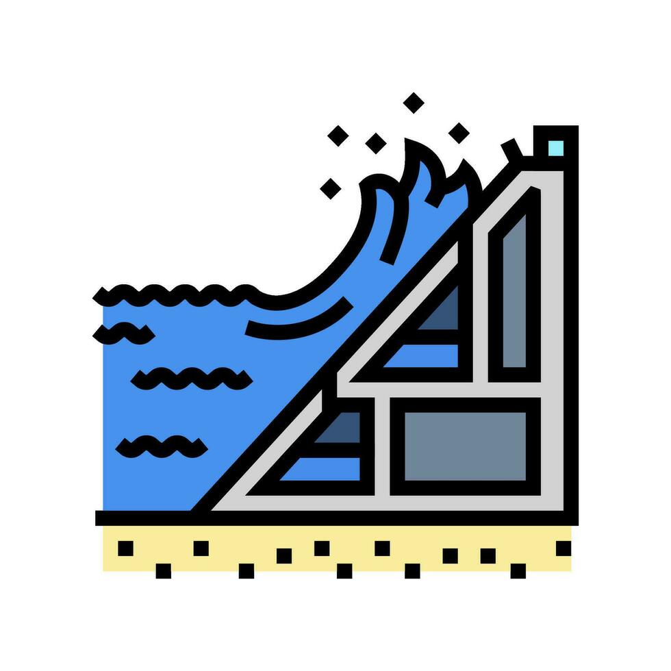 costero poder de marea poder color icono vector ilustración