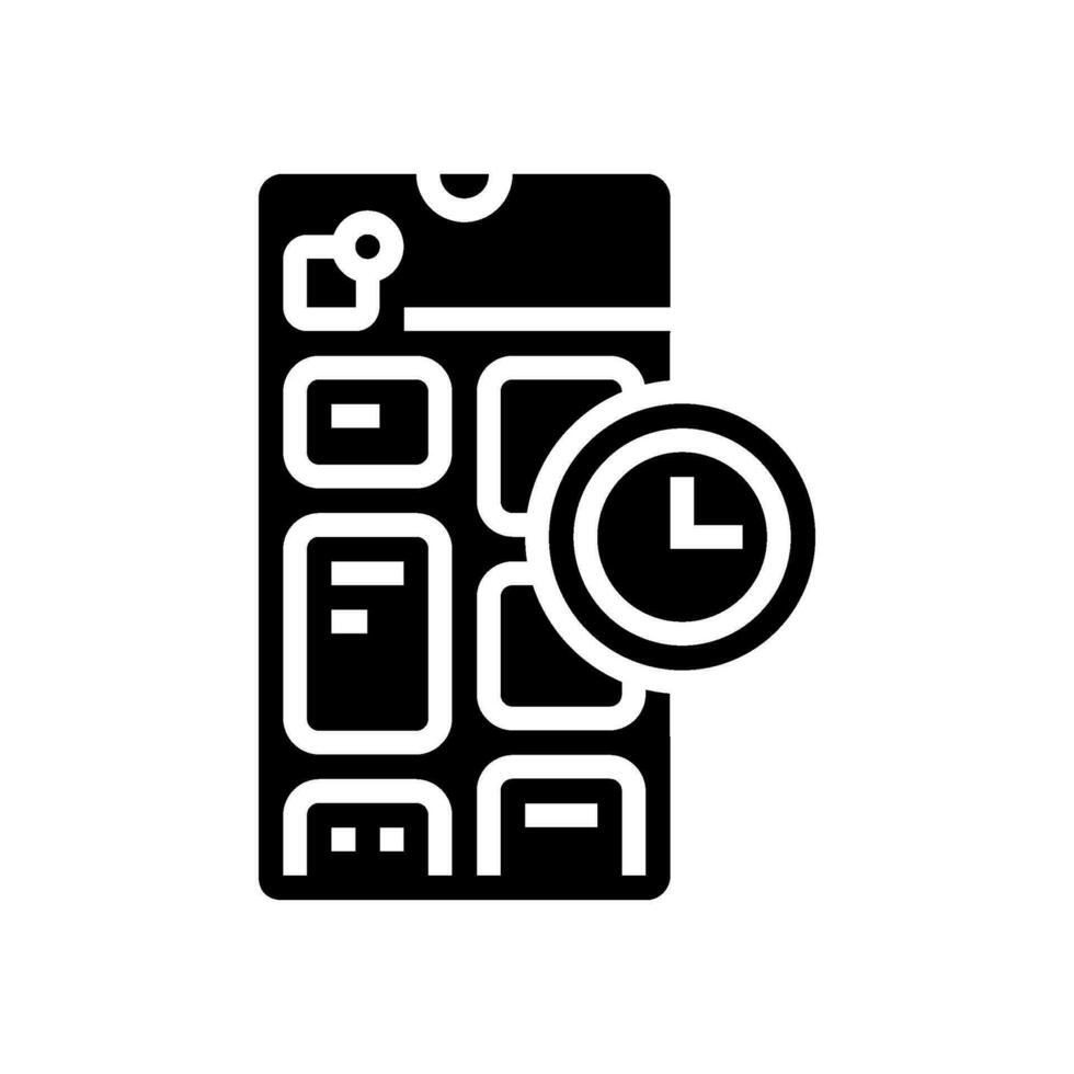 blocking app time management glyph icon vector illustration