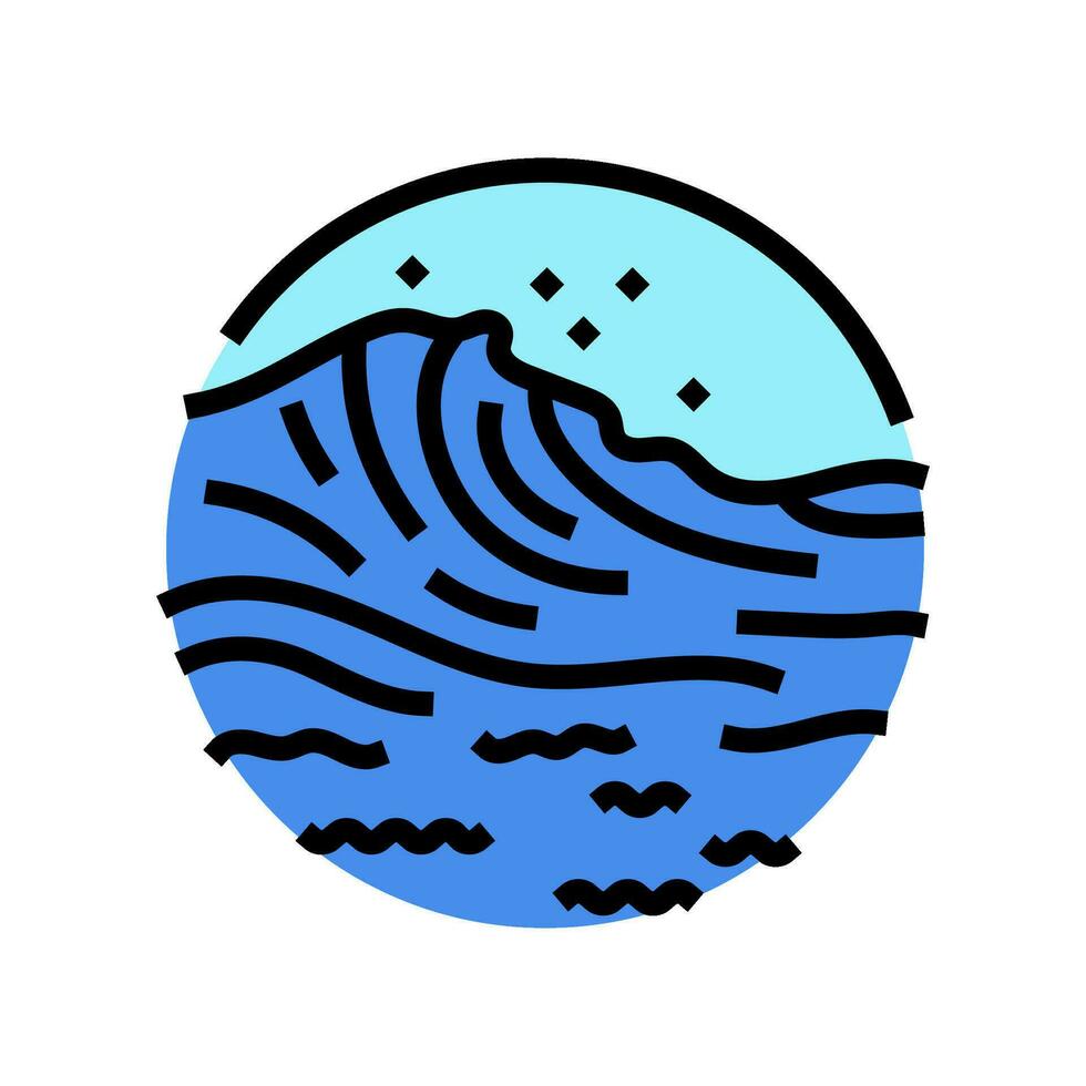 Oceano olas de marea poder color icono vector ilustración