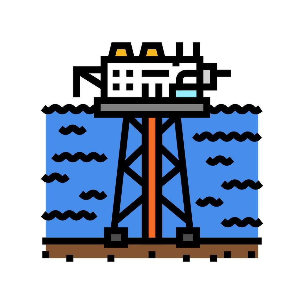 offshore drilling oil industry color icon vector illustration
