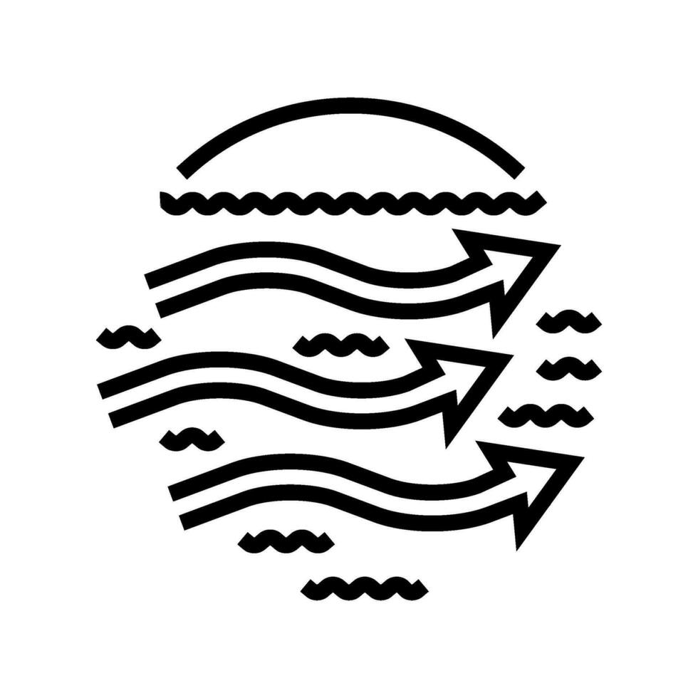 corrientes de marea poder línea icono vector ilustración