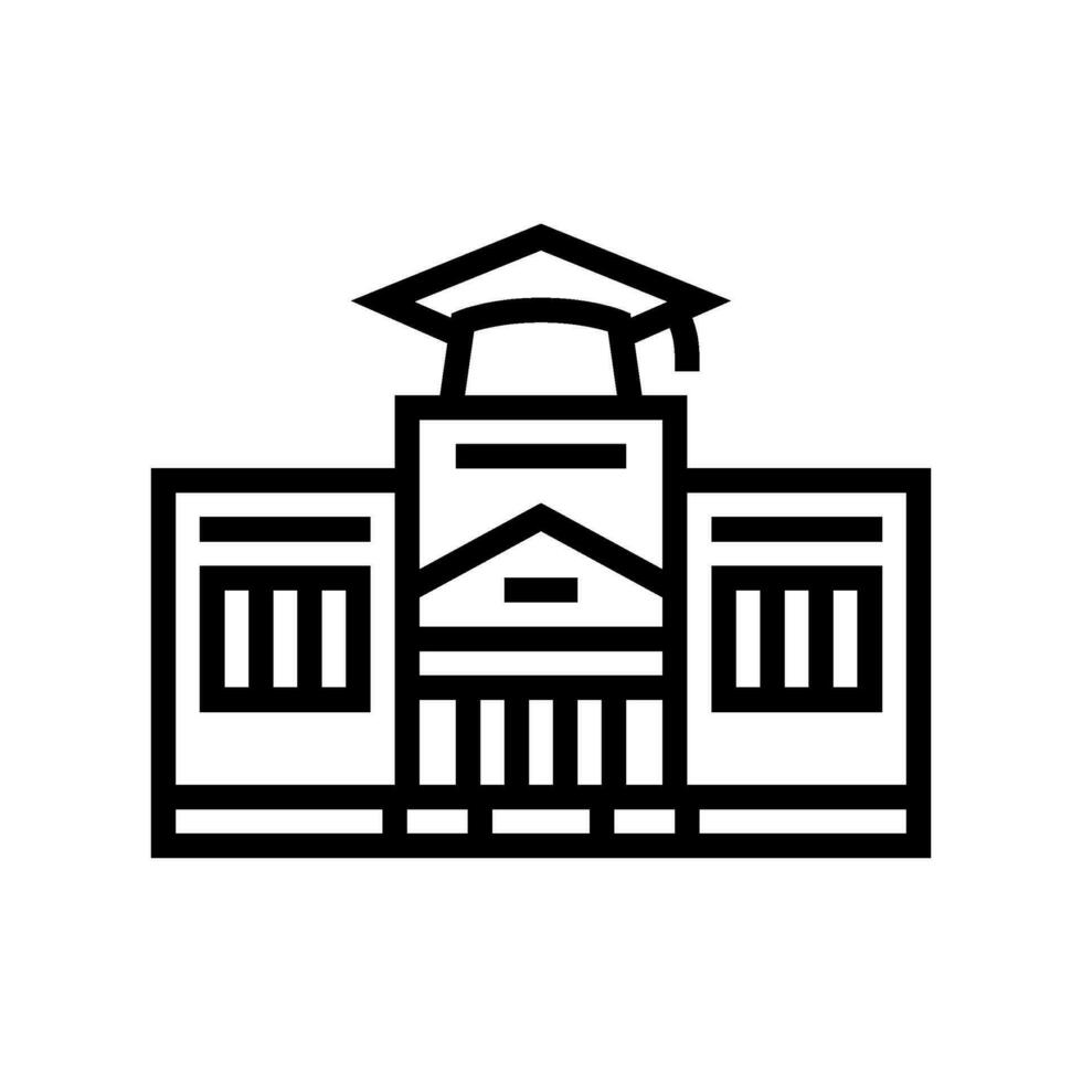 high school building line icon vector illustration