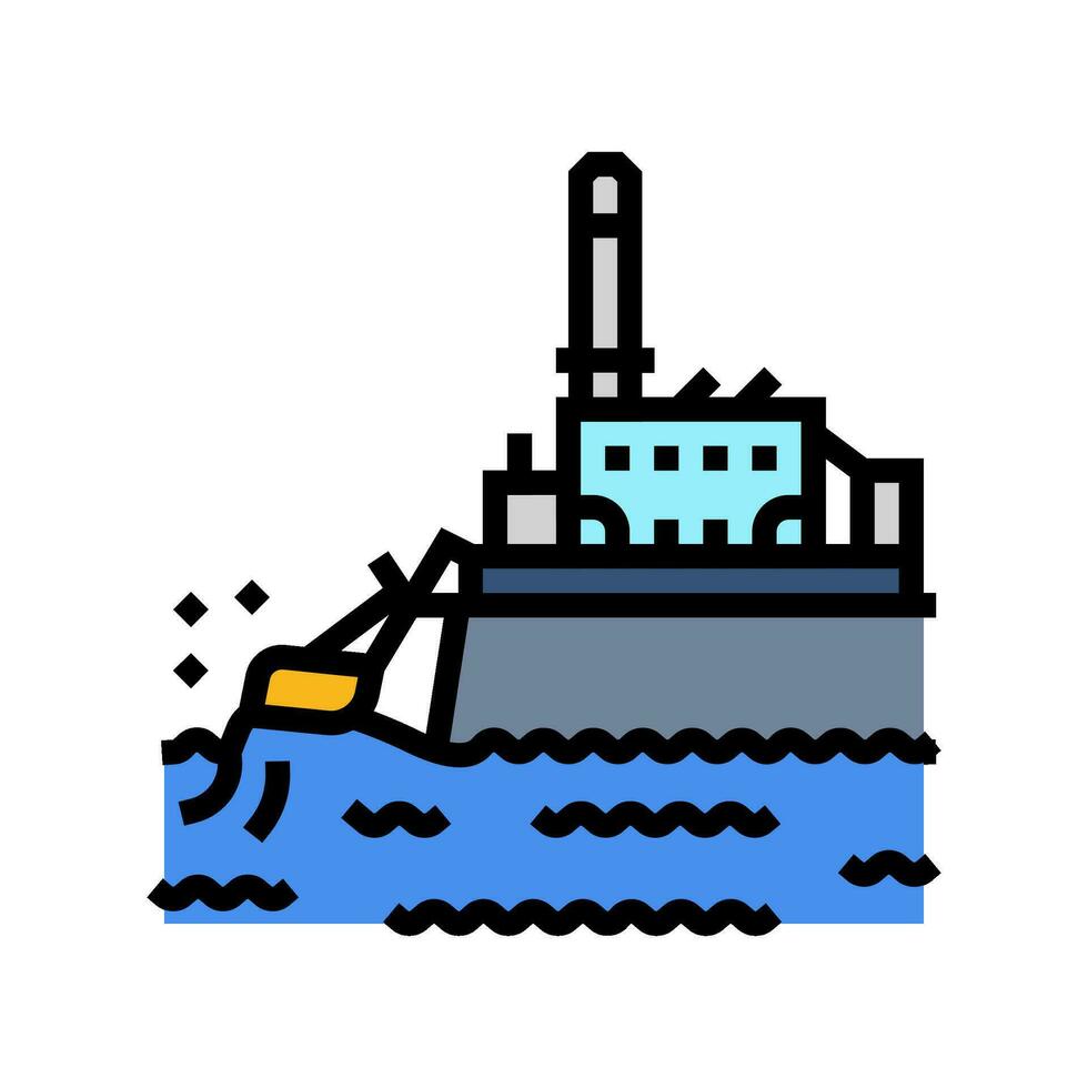 wave plant tidal power color icon vector illustration
