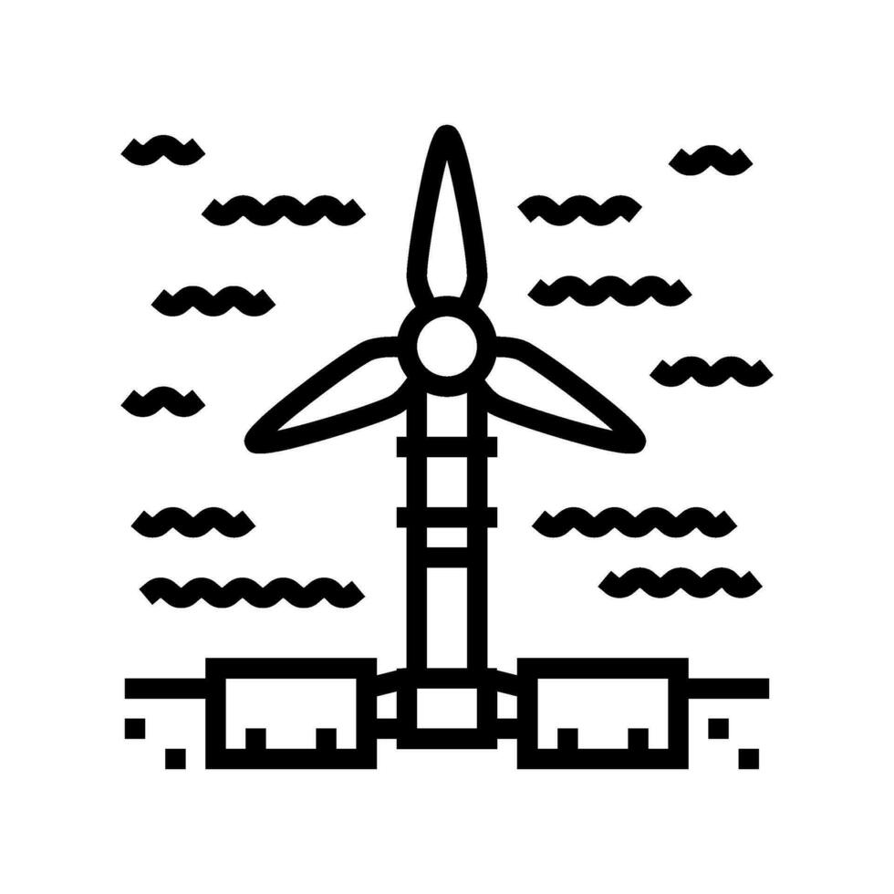 submarino turbina línea icono vector ilustración