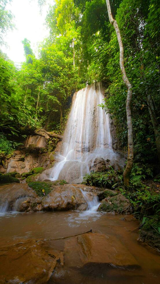 A gorgeous waterfall captured in long exposure, Thailand. photo