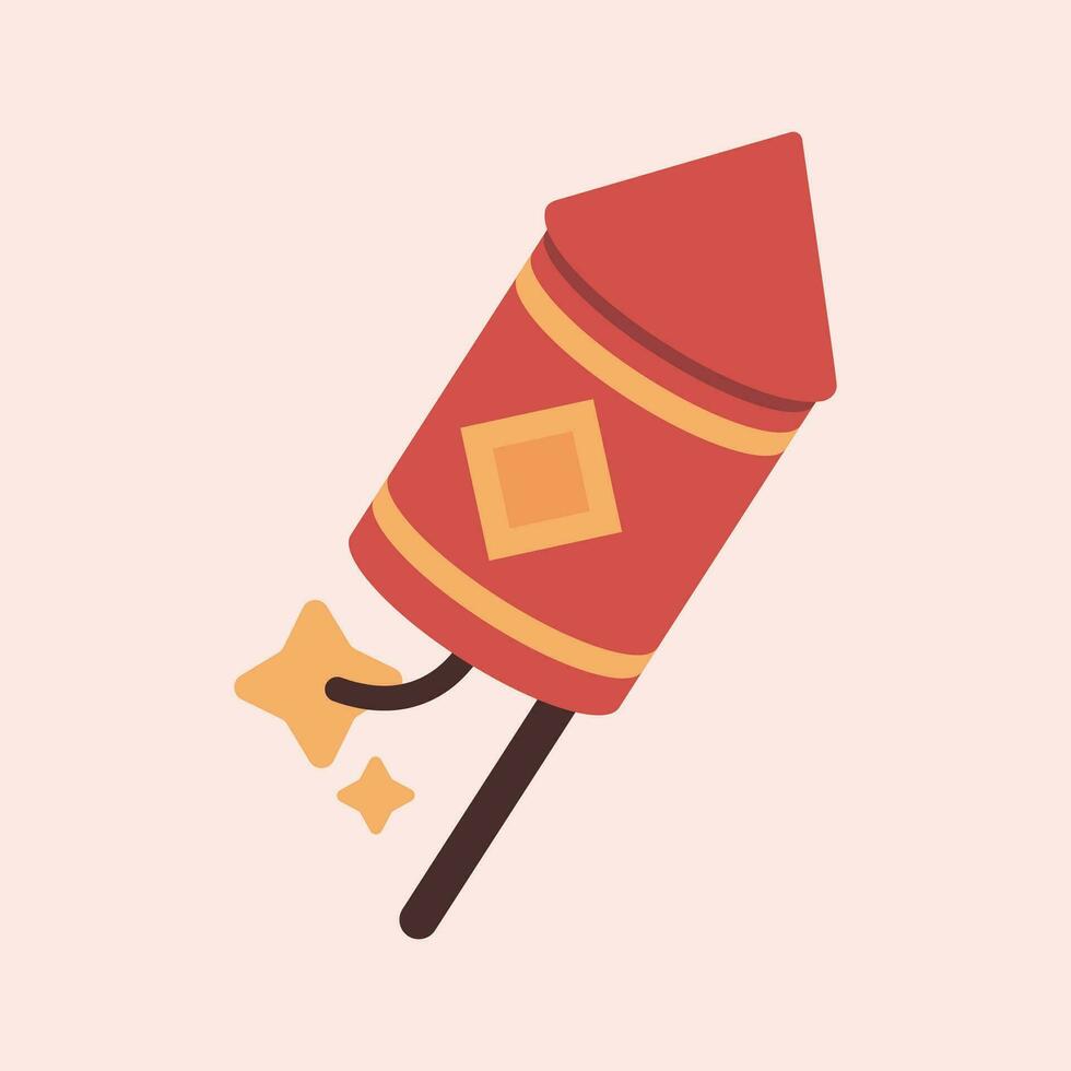 Chinese New Year Firecracker Rocket Vector illustration in flat design style