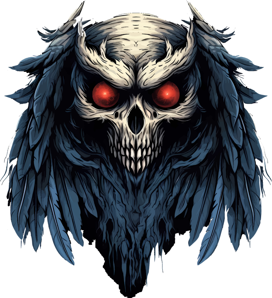 AI generated Scary Halloween owl on transparent background, t-shirt design or sticker ready to print png