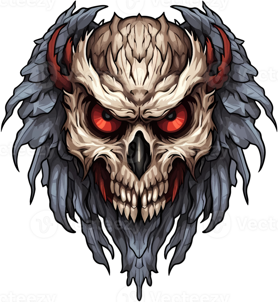 AI generated Scary Halloween owl on transparent background, t-shirt design or sticker ready to print png