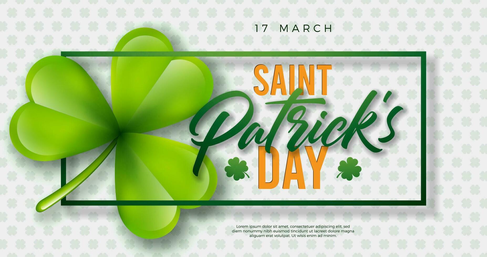 Saint Patrick's Day Design with Clover Leaf on White Background. Irish Beer Festival Celebration Holiday Illustration with typography and Shamrock for Greeting Card, Party Invitation or Banner. vector