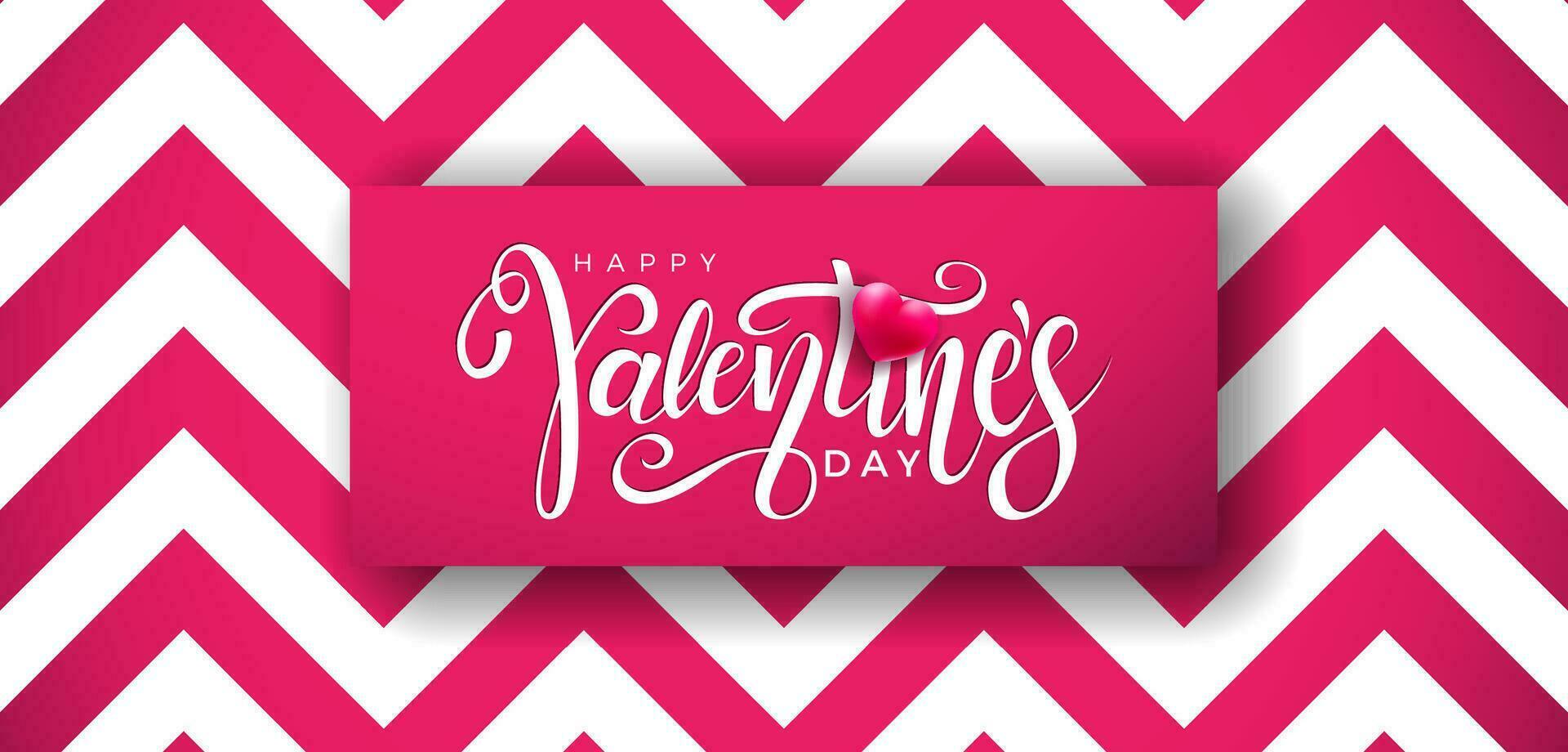 Happy Valentines Day Design with Red Heart on Shiny Violet Background. Vector Wedding and Love Theme Illustration for Holiday Greeting Card, Party Invitation or Promo Banner.
