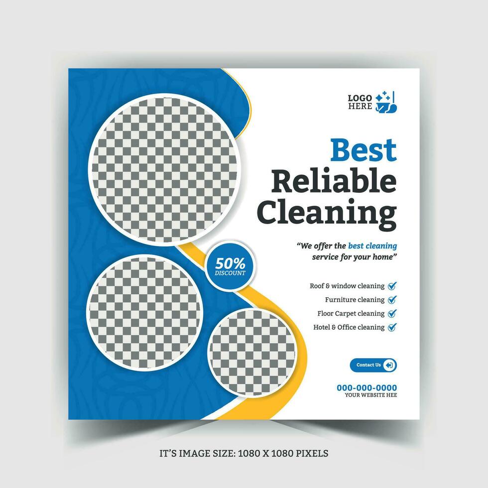 Home Cleaning social media post banner, Cleaning service marketing post banner vector