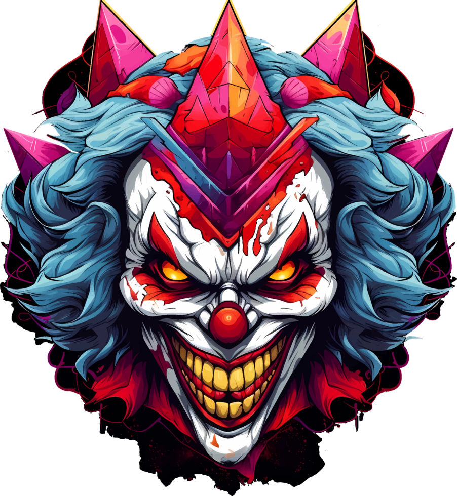 AI generated Evil clown from geometric shapes on transparent background, t-shirt design or sticker ready to print png