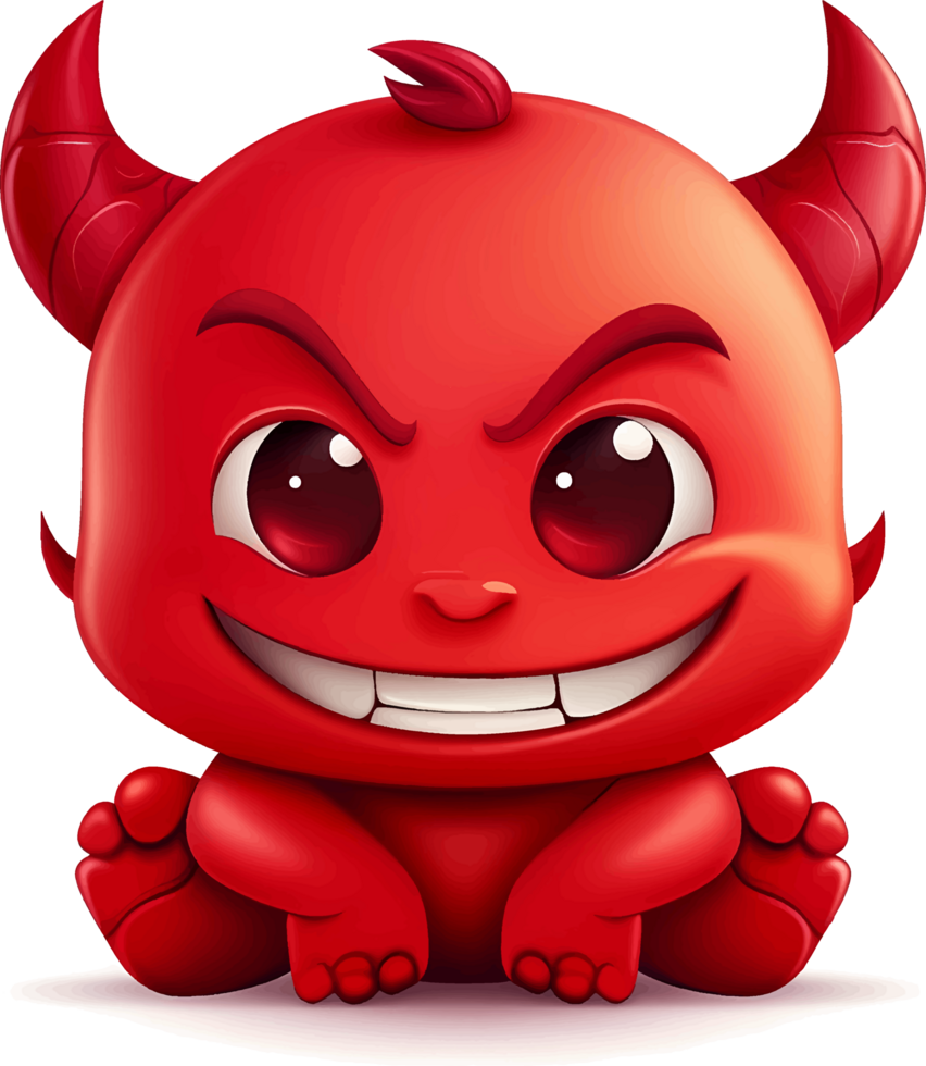 AI generated Cute red devil cartoon, clipart with isolated background png