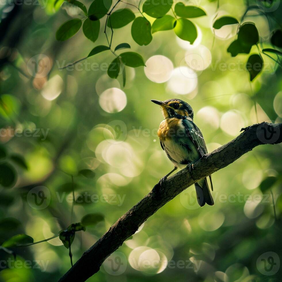 ai generado fotografía de un hermosa vistoso pájaro en el Amazonas selva en Brasil foto