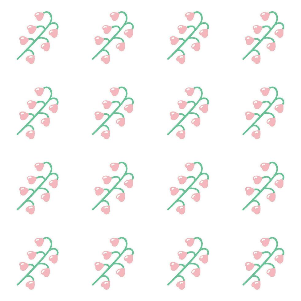 Plant with heart shaped flowers. Seamless pattern for designing goods for Valentines Day, wedding, date. Romantic motive. Vector illustration.