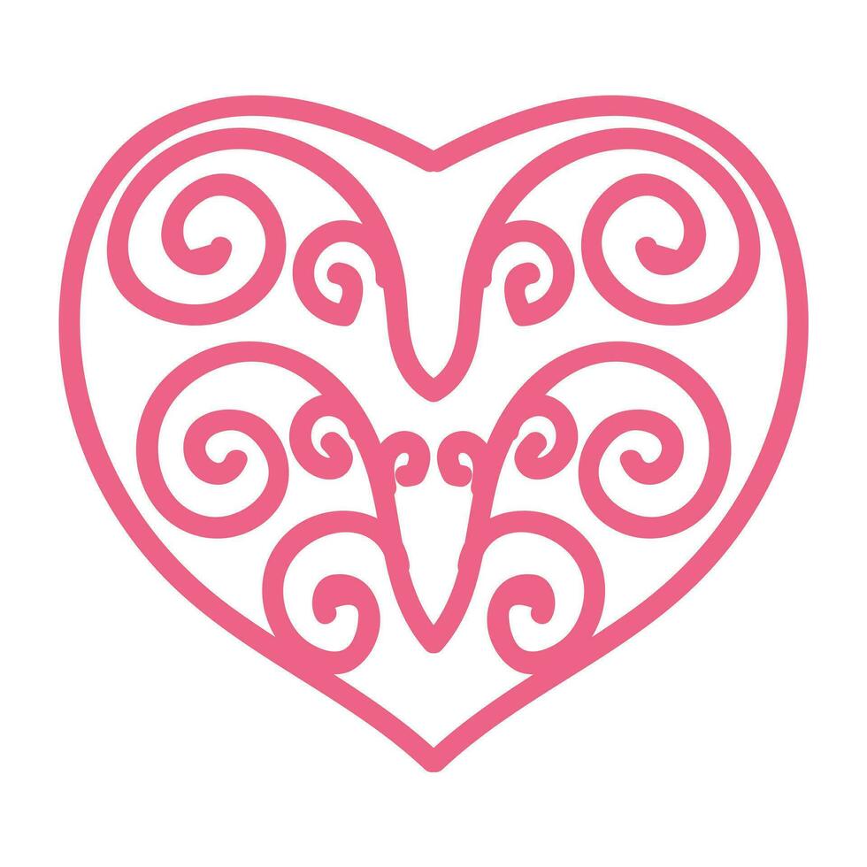 Heart with an openwork pattern. Open illustration isolated on white background. Vector illustration