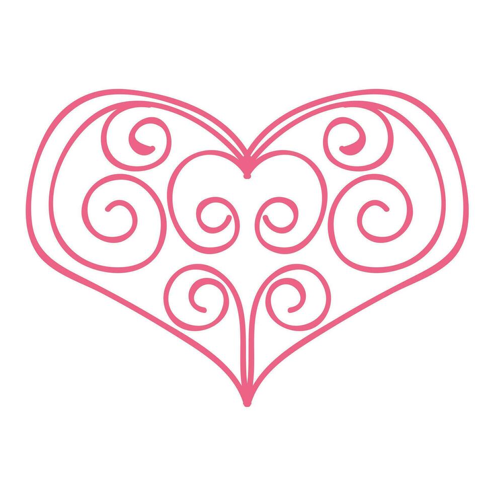 Heart with an openwork pattern. Open illustration isolated on white background. Vector illustration
