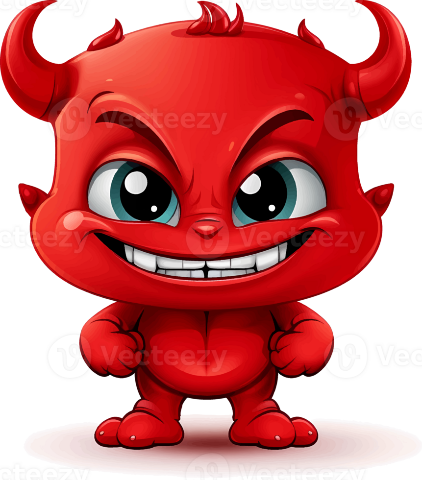 AI generated Cute red devil cartoon, clipart with isolated background png