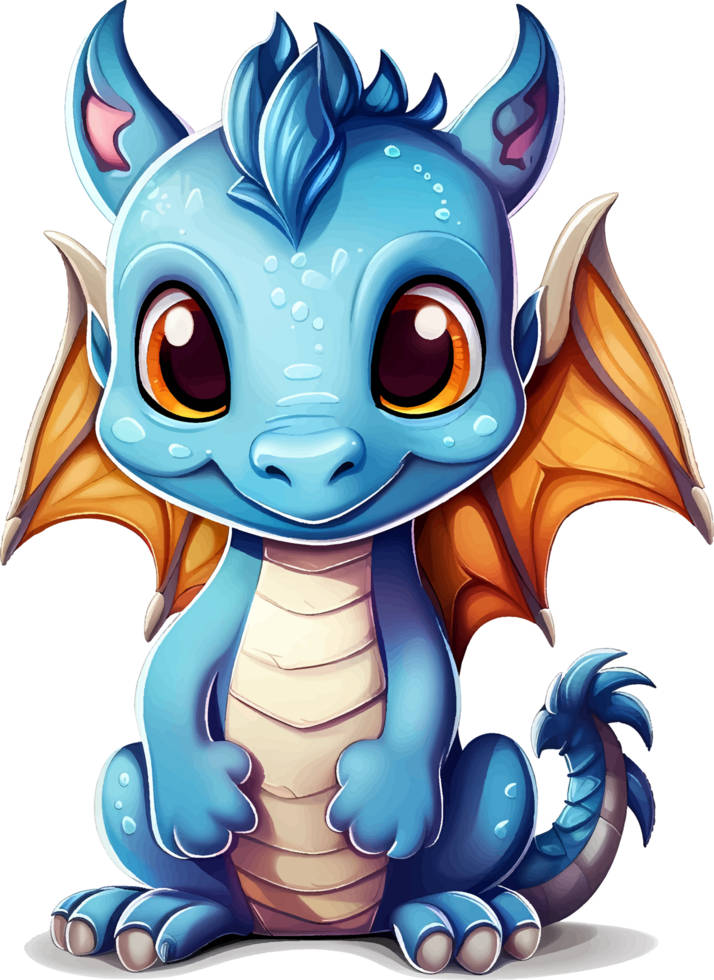 AI generated Cute baby dragon cartoon with transparent background png